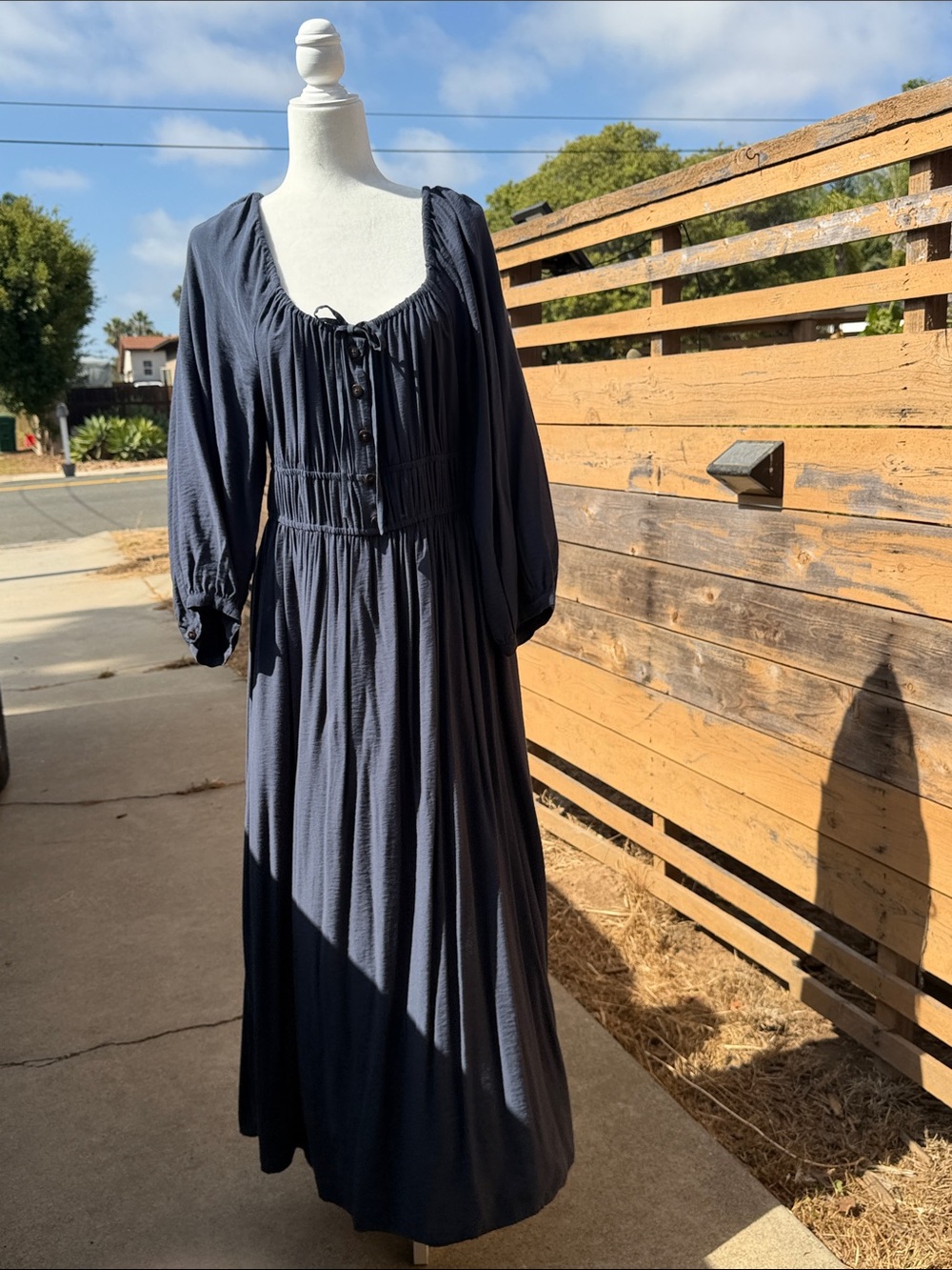 Madewell Navy Long-Sleeve Maxi Dress